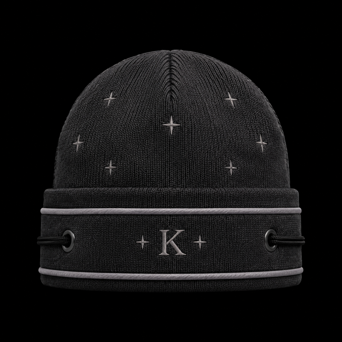 KORVAN Charcoal Star Knit Beanie